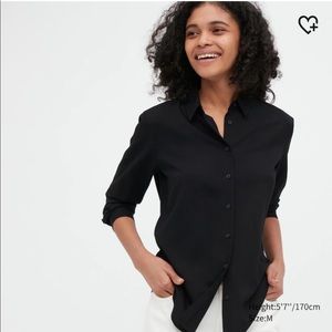 UniQlo Black Button-Down Blouse